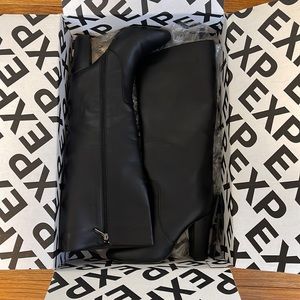 Express Faux Leather Heeled Stovepipe Boots